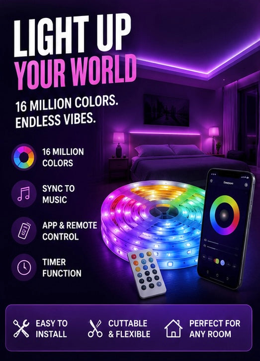 RGB LED Strip Lights – 16 Million Colors