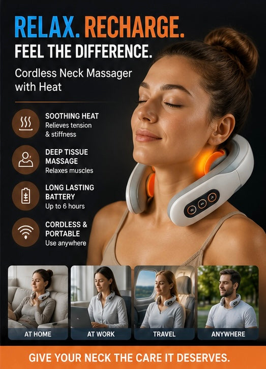 Cordless Neck Massager with Heat – Pro Edition